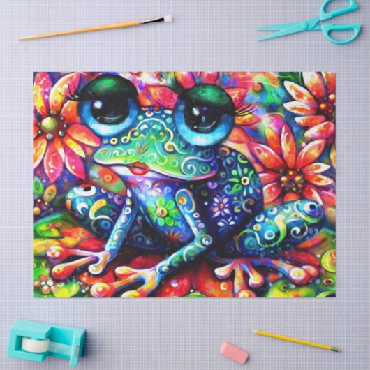 印象派お洒落のフローラカエルの切り離し 薄葉紙 (クラフト)