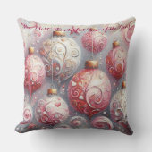 印象派お洒落クリスマスオーナメントピンク クッション (正面)