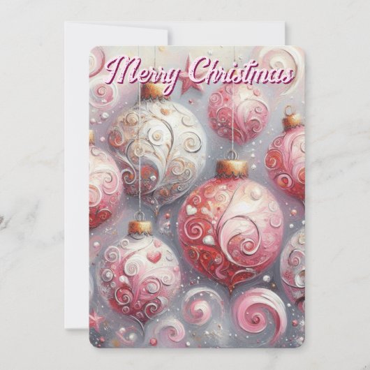 印象派お洒落クリスマスオーナメントピンク シーズンカード (正面)