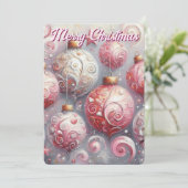 印象派お洒落クリスマスオーナメントピンク シーズンカード (スタンド正面)