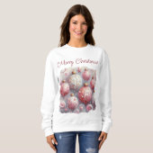 印象派お洒落クリスマスオーナメントピンク スウェットシャツ (正面フル)