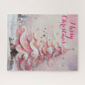 印象派お洒落クリスマスツリーピンク ジグソーパズル (横)