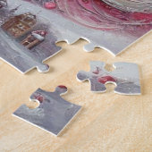 印象派お洒落クリスマスツリーピンク ジグソーパズル (側面)