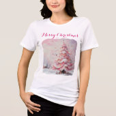印象派お洒落クリスマスツリーピンク トライブレンドＴシャツ (正面)