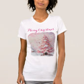 印象派お洒落クリスマスツリーピンク Tシャツ (正面)