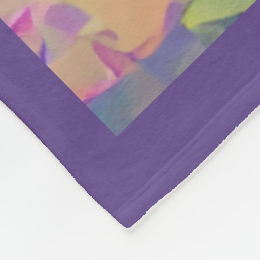 印象派お洒落パープルアイリスボホフローラ フリースブランケット (角)