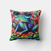 印象派お洒落フローラカエル青 クッション (裏面)