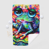 印象派お洒落フローラカエル青 ゴルフタオル (インサイチュ)