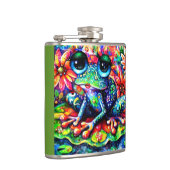 印象派お洒落フローラカエル青 フラスク (右)