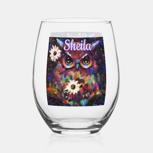 印象派お洒落フローラフウパーソナライズされたル ステムなしワイングラス (正面)