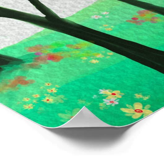 印象派さくらんぼの花 ポスター (角)