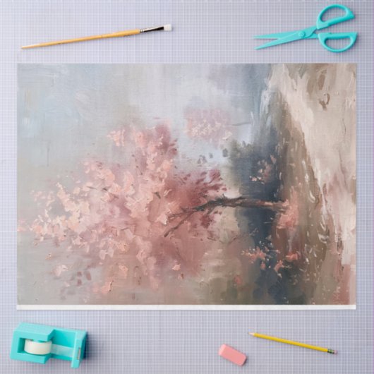 印象派さくらんぼ花の木の切り離し 薄葉紙 (クラフト)