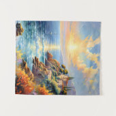 印象派による夕日の静地中海のかさ タペストリー (正面(横))