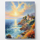印象派による夕日の静地中海のかさ フォトプラーク (正面)