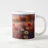印象派のひまわりとポピーの花畑 ジャンボコーヒーマグカップ (右)