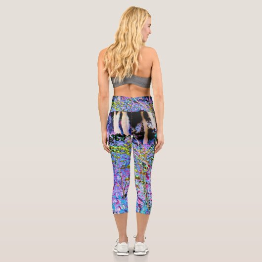 印象派のシャルトリウスとアクアガーデンの花 カプリレギンス (裏面)