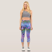 印象派のシャルトリウスとアクアガーデンの花 カプリレギンス (正面)