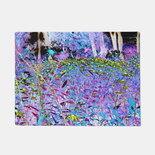 印象派のシャルトリウスとアクアガーデンの花 ドアマット (正面)