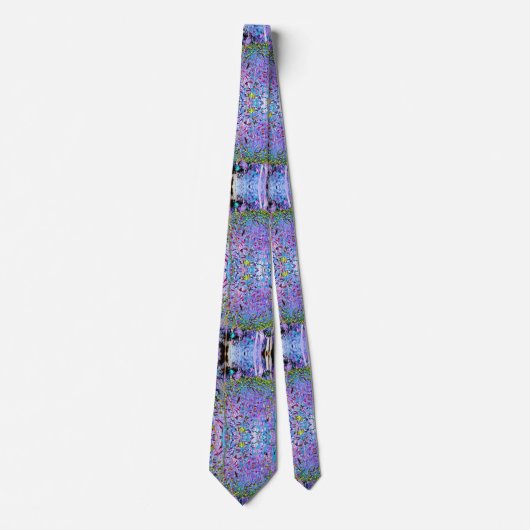 印象派のシャルトリウスとアクアガーデンの花 ネクタイ (正面)