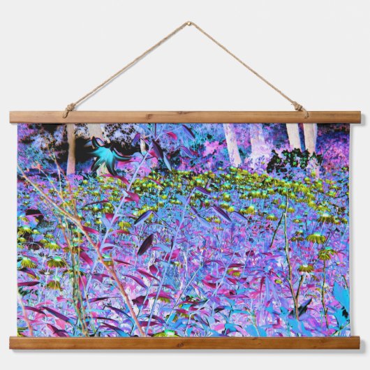 印象派のシャルトリウスとアクアガーデンの花 吊り下げ型タペストリー (正面)