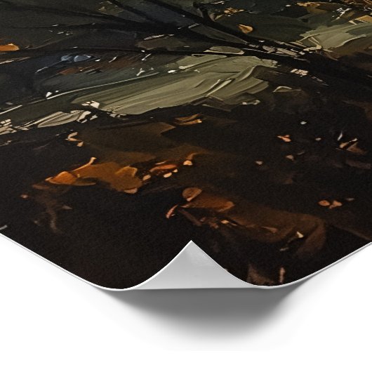 印象派のスタイルで日の出で熱気球 ポスター (角)