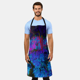 印象派のダークブルーとレッドガーデンの風景 エプロン