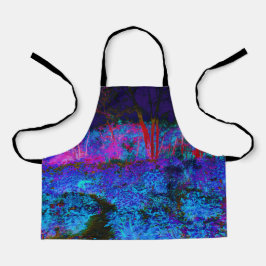 印象派のダークブルーとレッドガーデンの風景 エプロン