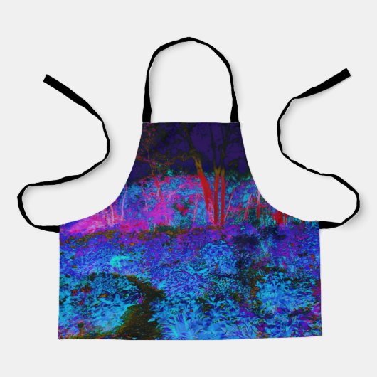 印象派のダークブルーとレッドガーデンの風景 エプロン (正面)