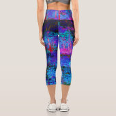 印象派のダークブルーとレッドガーデンの風景 カプリレギンス (裏面)