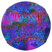 印象派のダークブルーとレッドガーデンの風景 ソフトボール (裏面)