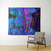 印象派のダークブルーとレッドガーデンの風景 タペストリー (インサイチュ(横))