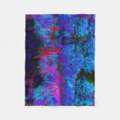 印象派のダークブルーとレッドガーデンの風景 フリースブランケット (正面)