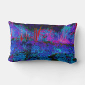 印象派のダークブルーとレッドガーデンの風景 ランバークッション (裏面)