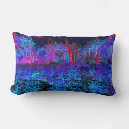印象派のダークブルーとレッドガーデンの風景 ランバークッション