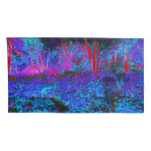 印象派のダークブルーとレッドガーデンの風景 枕カバー (裏面-右)