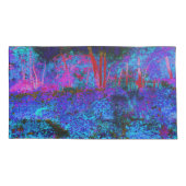 印象派のダークブルーとレッドガーデンの風景 枕カバー (裏面-左)