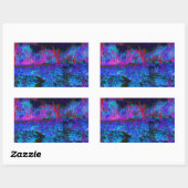 印象派のダークブルーとレッドガーデンの風景 長方形シール (シート)