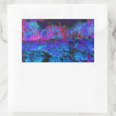 印象派のダークブルーとレッドガーデンの風景 長方形シール (バッグ)