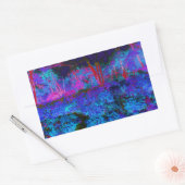 印象派のダークブルーとレッドガーデンの風景 長方形シール (封筒)