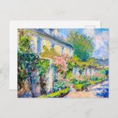 印象派のバラが夏の家の壁に シーズンポストカード (正面/裏面)