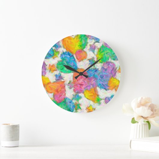 印象派のパステル調のバレンタインのハート ラージ壁時計 (ホーム)