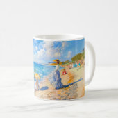 印象派のビーチシーン - 海辺の人々 アート コーヒーマグカップ (正面右)