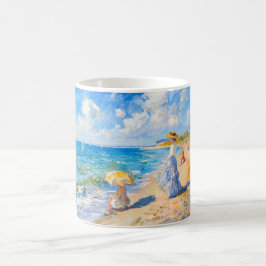 印象派のビーチシーン - 海辺の人々 アート コーヒーマグカップ
