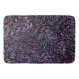 印象派のピンクとブルーのバラ バスマット