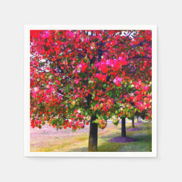 印象派のピンクの紅葉 スタンダードカクテルナプキン