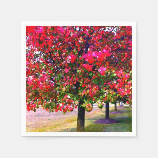 印象派のピンクの紅葉 スタンダードカクテルナプキン (正面)