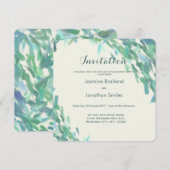 印象派のブラシは海のモダンな結婚式をなでます 招待状 (正面/裏面)