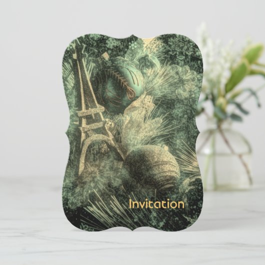 印象派の国フランスののシックなエッフェルタワー 招待状 (スタンド正面)
