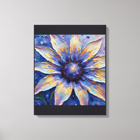 印象派の大輪の青い花のプリント | 植物画 キャンバスプリント (正面)