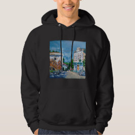印象派の太陽の街並みTシャツ | ヨーロッパ風 パーカ